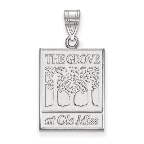 Sterling Silver Rhodium-plated LogoArt University of Mississippi the Grove At Ole Miss Large Pendant