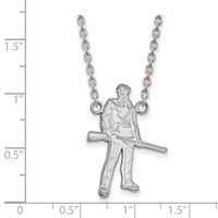 Sterling Silver Rhodium-plated LogoArt West Virginia University Mountaineer Large Pendant Necklace, 18" view 3