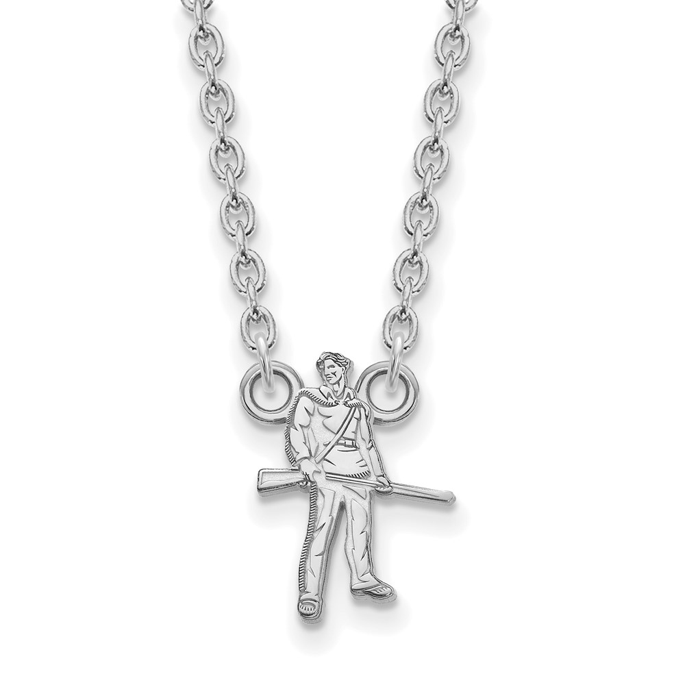Sterling Silver Rhodium-plated LogoArt West Virginia University Mountaineer Large Pendant Necklace, 18"
