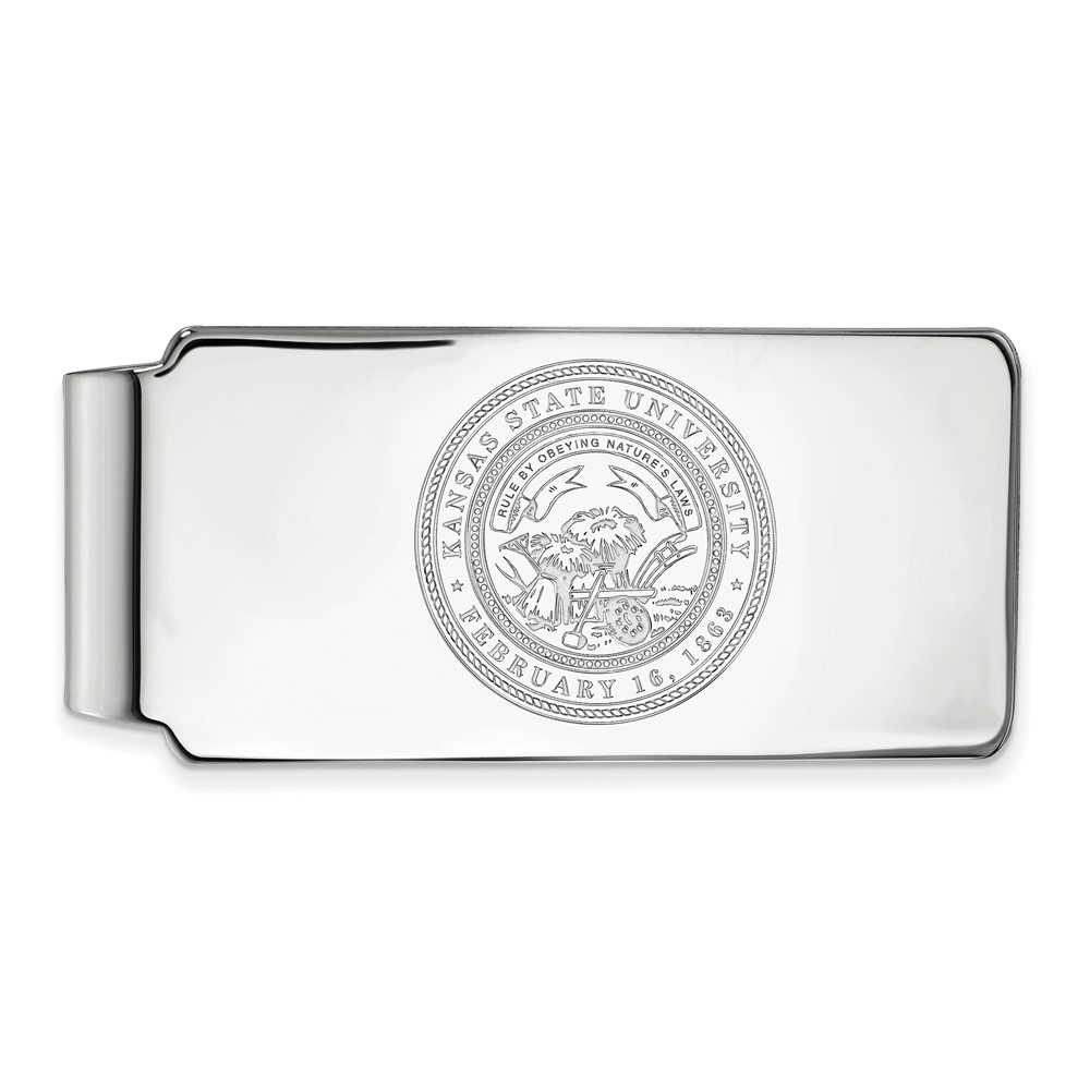 Sterling Silver Rhodium-plated LogoArt Kansas State University Crest Money Clip