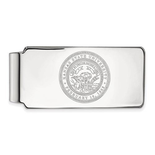 Sterling Silver Rhodium-plated LogoArt Kansas State University Crest Money Clip