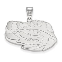 Sterling Silver Rhodium-plated LogoArt Louisiana State University Tiger Eye Large Pendant view 1