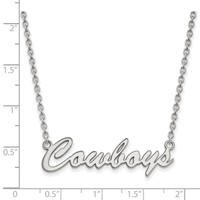 Sterling Silver Rhodium-plated LogoArt Oklahoma State University Cowboys Script Medium Pendant Necklace, 18" view 2