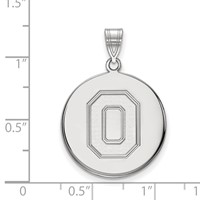 Sterling Silver Rhodium-plated LogoArt the Ohio State University Letter O Large Disc Pendant view 2