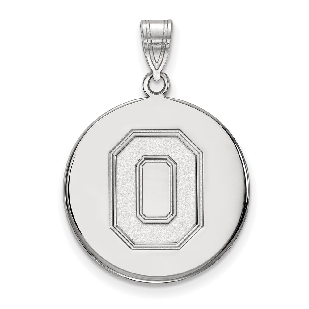 Sterling Silver Rhodium-plated LogoArt the Ohio State University Letter O Large Disc Pendant