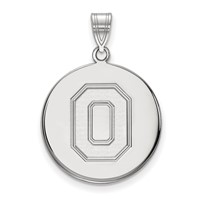 Sterling Silver Rhodium-plated LogoArt the Ohio State University Letter O Large Disc Pendant view 1
