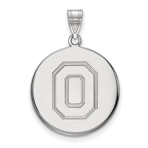 Sterling Silver Rhodium-plated LogoArt the Ohio State University Letter O Large Disc Pendant