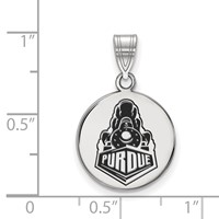 Sterling Silver Rhodium-plated LogoArt Purdue University Boilermakers Train Logo Medium Enameled Disc Pendant view 2