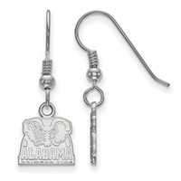 Sterling Silver Rhodium-plated LogoArt University of Alabama Elephant Extra Small Dangle Wire Earrings view 1