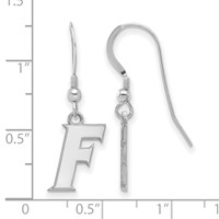 Sterling Silver Rhodium-plated LogoArt University of Florida Letter F Small Dangle Wire Earrings view 2
