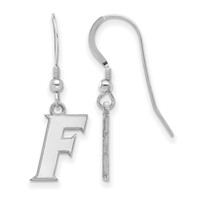 Sterling Silver Rhodium-plated LogoArt University of Florida Letter F Small Dangle Wire Earrings view 1