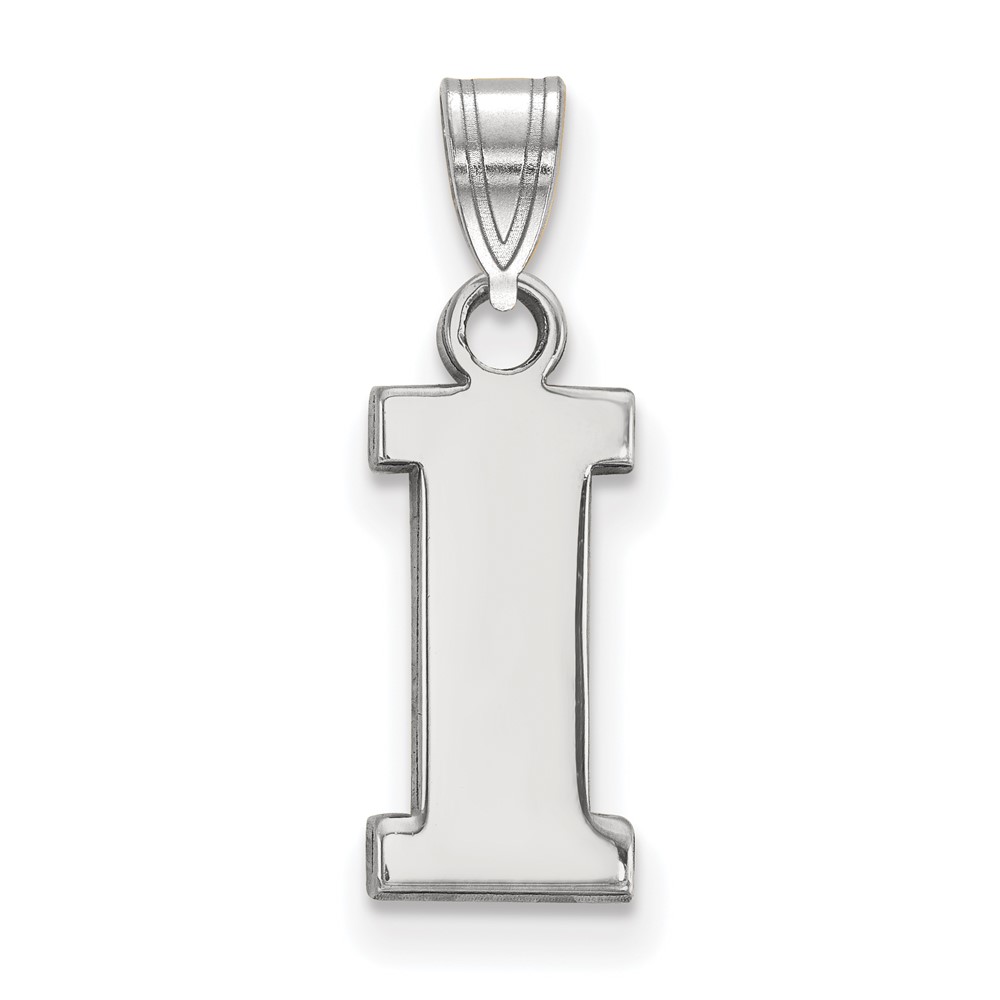 Sterling Silver Rhodium-plated LogoArt University of Iowa Letter I Small Pendant