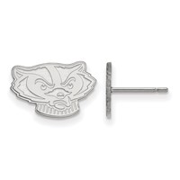 Sterling Silver Rhodium-plated LogoArt University of Wisconsin Badger Extra Small Post Earrings view 1