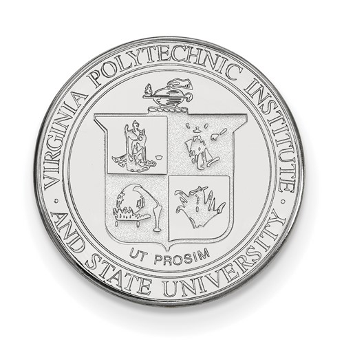 Sterling Silver Rhodium-plated LogoArt Virginia Tech Crest Lapel Pin