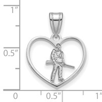 Sterling Silver Rhodium-plated LogoArt West Virginia University Mountaineer Heart Pendant view 3