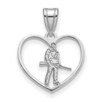 Sterling Silver Rhodium-plated LogoArt West Virginia University Mountaineer Heart Pendant view 1