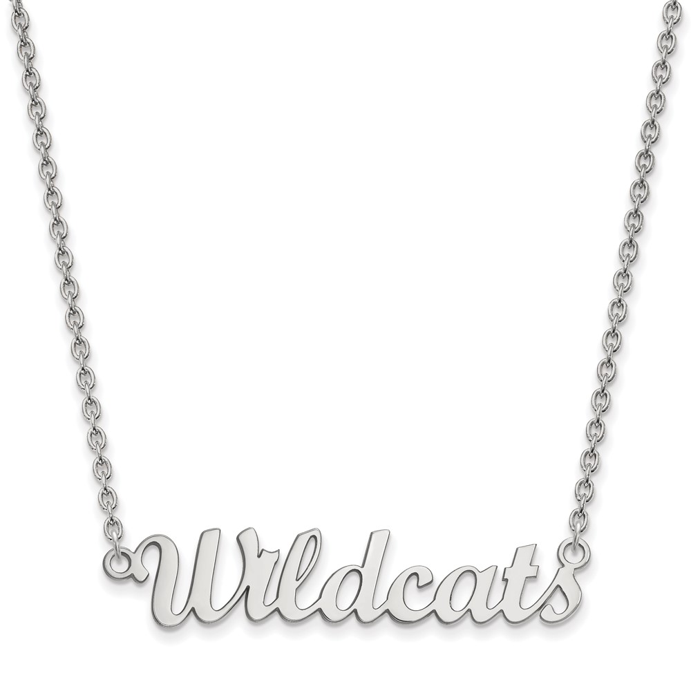 Sterling Silver Rhodium-plated LogoArt Kansas State University Wildcats Script Medium Pendant Necklace, 18"