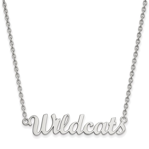 Sterling Silver Rhodium-plated LogoArt Kansas State University Wildcats Script Medium Pendant Necklace, 18"