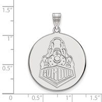 Sterling Silver Rhodium-plated LogoArt Purdue University Boilermakers Train Logo Extra Large Disc Pendant view 2