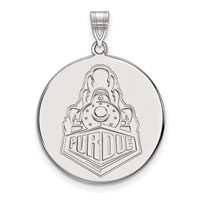 Sterling Silver Rhodium-plated LogoArt Purdue University Boilermakers Train Logo Extra Large Disc Pendant view 1