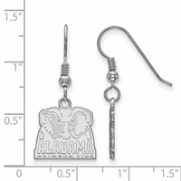 Sterling Silver Rhodium-plated LogoArt University of Alabama Elephant Small Dangle Wire Earrings view 2