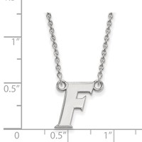 Sterling Silver Rhodium-plated LogoArt University of Florida Letter F Small Pendant Necklace, 18" view 2