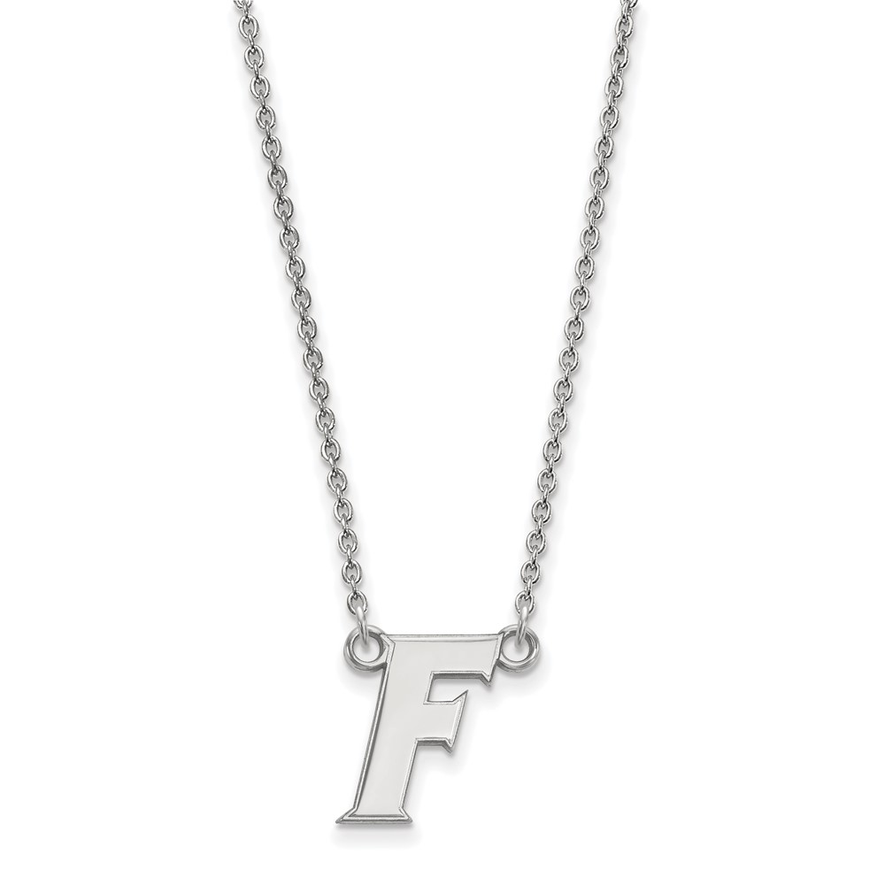 Sterling Silver Rhodium-plated LogoArt University of Florida Letter F Small Pendant Necklace, 18"