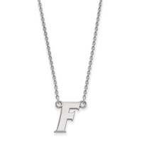 Sterling Silver Rhodium-plated LogoArt University of Florida Letter F Small Pendant Necklace, 18" view 1