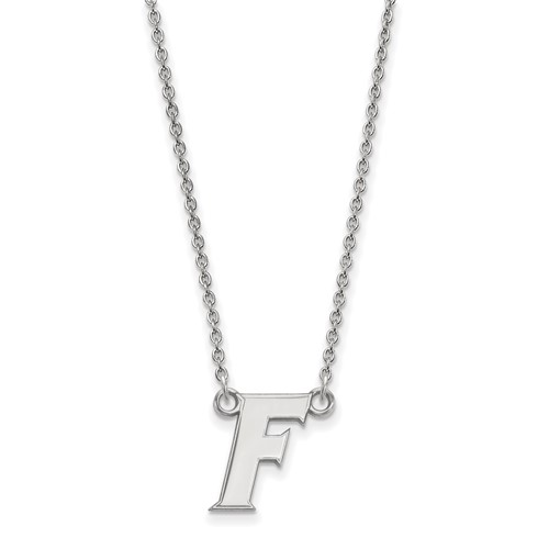 Sterling Silver Rhodium-plated LogoArt University of Florida Letter F Small Pendant Necklace, 18"