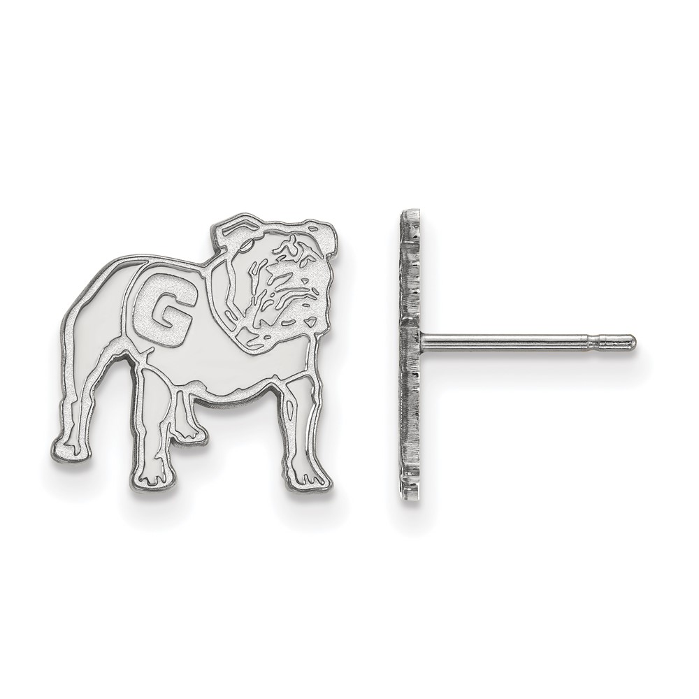 Sterling Silver Rhodium-plated LogoArt University of Georgia Bulldog Small Post Earrings