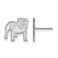 Sterling Silver Rhodium-plated LogoArt University of Georgia Bulldog Small Post Earrings view 1