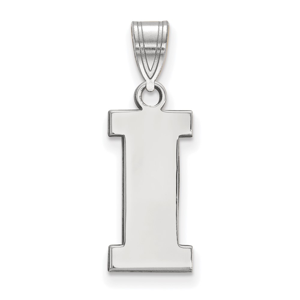 Sterling Silver Rhodium-plated LogoArt University of Iowa Letter I Medium Pendant