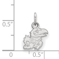 Sterling Silver Rhodium-plated LogoArt University of Kansas Jayhawk Extra Small Pendant view 2
