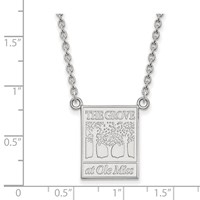 Sterling Silver Rhodium-plated LogoArt University of Mississippi the Grove At Ole Miss Large Pendant Necklace, 18" view 2