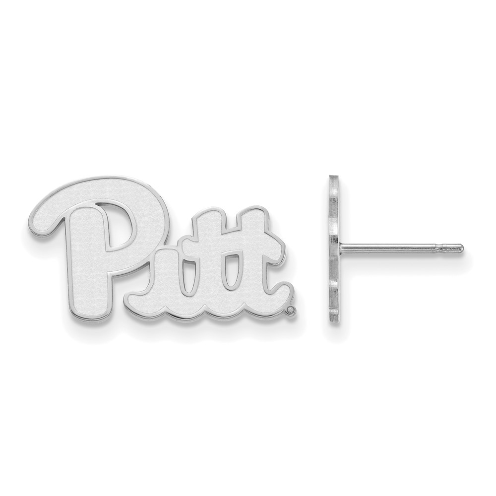 Sterling Silver Rhodium-plated LogoArt University of Pittsburgh Small Post Earrings