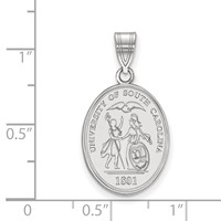 Sterling Silver Rhodium-plated LogoArt University of South Carolina Large Crest Pendant view 2