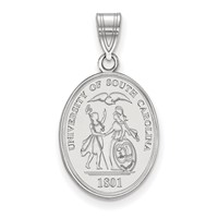 Sterling Silver Rhodium-plated LogoArt University of South Carolina Large Crest Pendant view 1