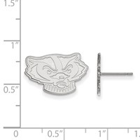 Sterling Silver Rhodium-plated LogoArt University of Wisconsin Badger Small Post Earrings view 2