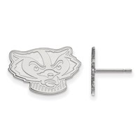 Sterling Silver Rhodium-plated LogoArt University of Wisconsin Badger Small Post Earrings view 1