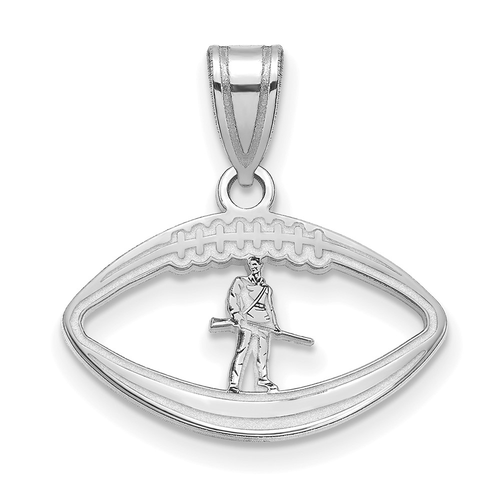Sterling Silver Rhodium-plated LogoArt West Virginia University Mountaineer Football Pendant