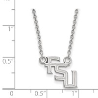 Sterling Silver Rhodium-plated LogoArt Florida State University F-s-u Small Pendant Necklace, 18" view 2