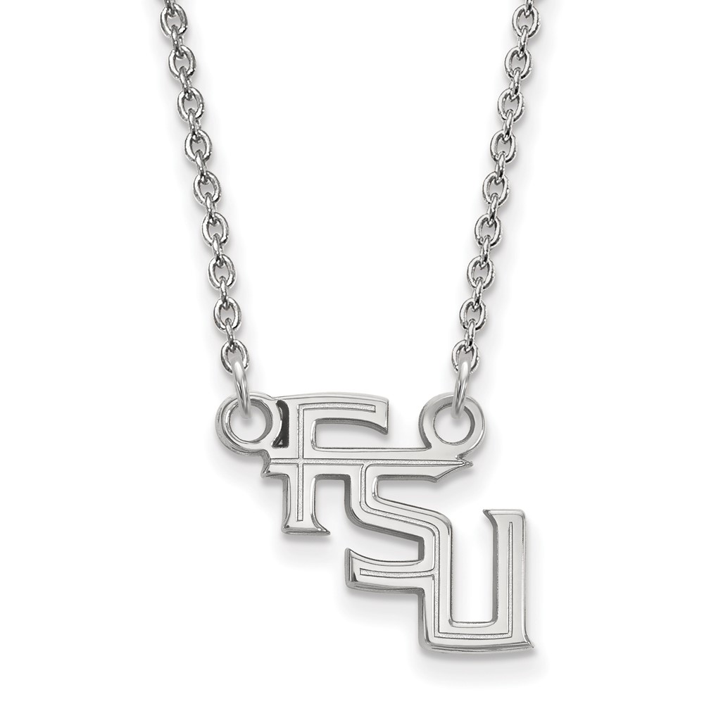 Sterling Silver Rhodium-plated LogoArt Florida State University F-s-u Small Pendant Necklace, 18"