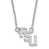 Sterling Silver Rhodium-plated LogoArt Florida State University F-s-u Small Pendant Necklace, 18" view 1