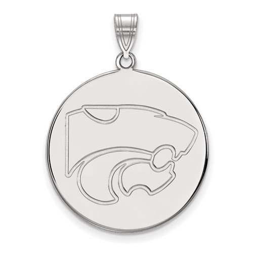 Sterling Silver Rhodium-plated LogoArt Kansas State University Wildcat Extra Large Disc Pendant