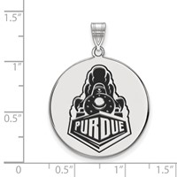Sterling Silver Rhodium-plated LogoArt Purdue University Boilermakers Train Logo Extra Large Enameled Disc Pendant view 2