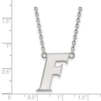 Sterling Silver Rhodium-plated LogoArt University of Florida Letter F Large Pendant Necklace, 18" view 2