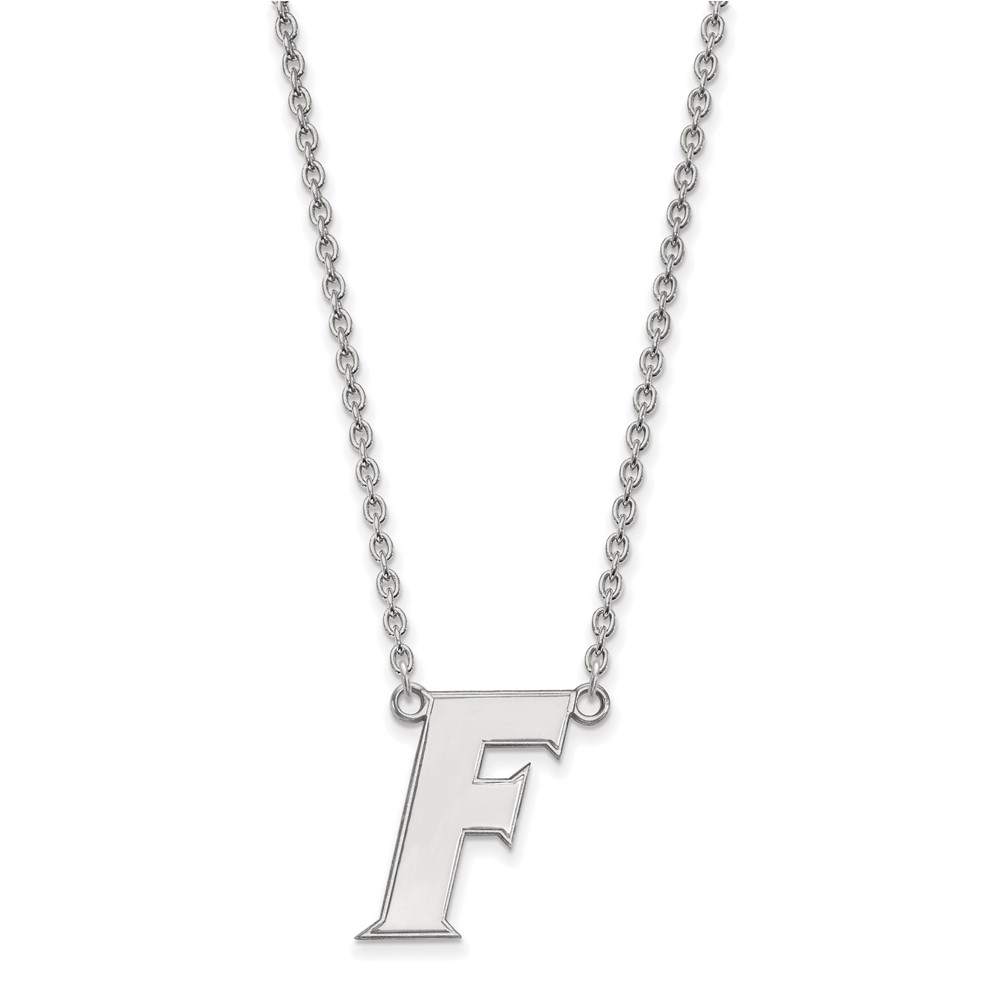 Sterling Silver Rhodium-plated LogoArt University of Florida Letter F Large Pendant Necklace, 18"