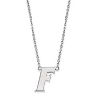 Sterling Silver Rhodium-plated LogoArt University of Florida Letter F Large Pendant Necklace, 18" view 1