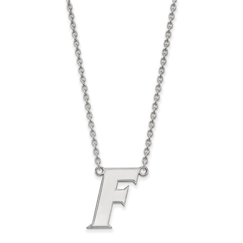 Sterling Silver Rhodium-plated LogoArt University of Florida Letter F Large Pendant Necklace, 18"