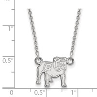 Sterling Silver Rhodium-plated LogoArt University of Georgia Bulldog Small Pendant Necklace, 18" view 2
